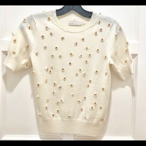 Alice + Olivia Short Sleeve XS/TP ivory sweater